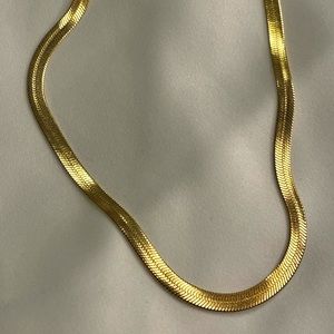 Gold Herringbone Chain Necklace